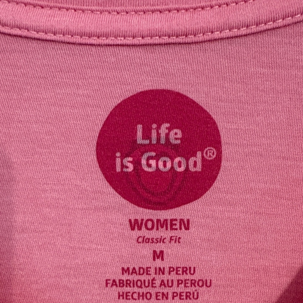 Life Is Good Pink V-Neck Tee with Graphic - Picture 2 of 5